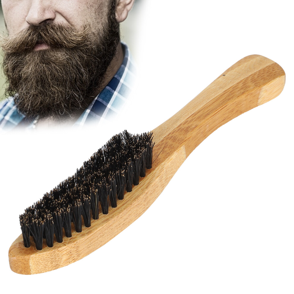 Portable Menâs Beard Brush Travel Size Oil Head Grooming Tool Wooden Finish