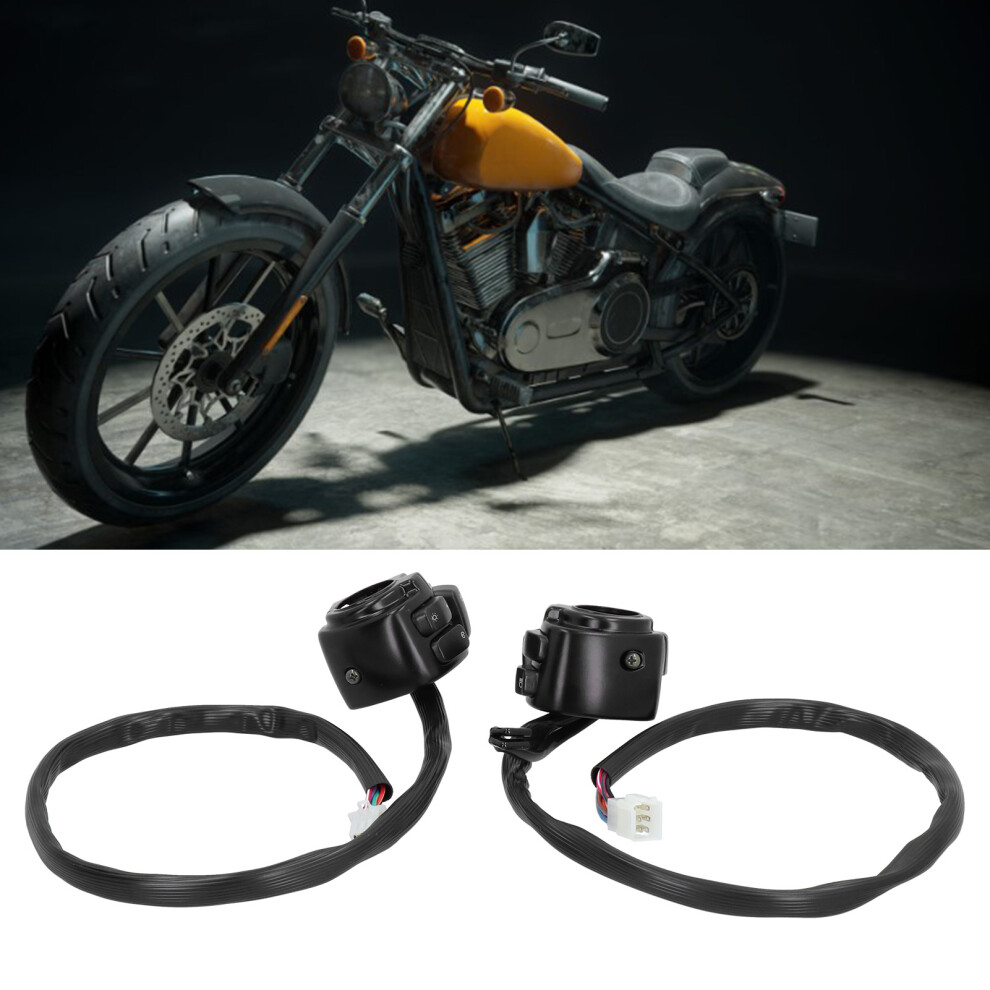 2Pcs 1In Motorcycle Handlebar Switch Set For Turn Signal Horn Starter Black 7891391943686
