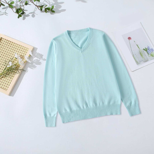 Unisex V-neck sweater light blue 9-10 years 2