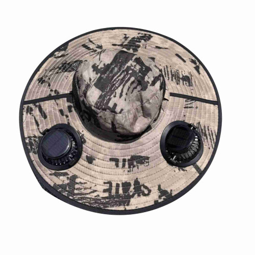 Camouflage-Solarhut 2-Ventilatoren 600mAh 55-60cm Khaki 1