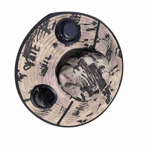 Camouflage-Solarhut 2-Ventilatoren 600mAh 55-60cm Khaki 2