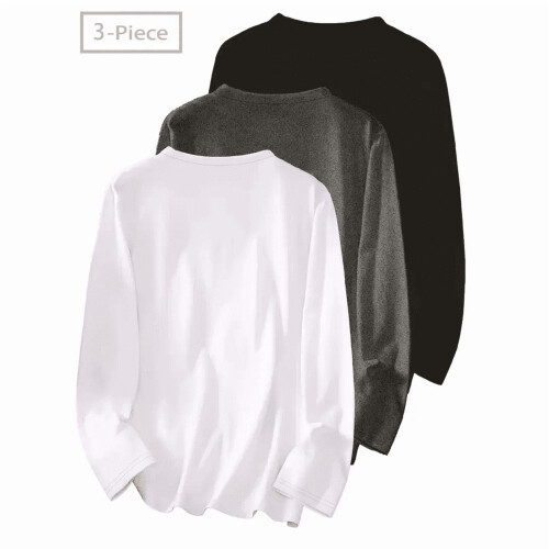 Women's Plus Size Long Sleeve Crew Neck T-Shirts 3-Pack 1