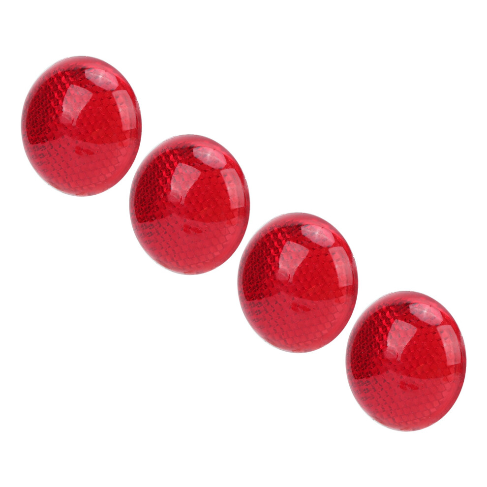 Motorcycle Car Reflector 4-Pack Round Abs Safety Sticker Decals Red 4221391659936