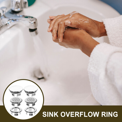 Topbathy 6pcs Bathroom Sink Overflow Plug Silver Plastic Overflow Drainage Bathroom Renovation 2