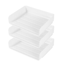 3-Pack White Stackable A4 Letter Trays, Anti-Skid Desktop File Organizer – Compatible with Standard Desk Drawers