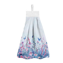Butterfly Floral Dish Towels with Snap Button – 3-Pack Absorbent Kitchen & Bathroom Hand Towels, Dual-Purpose Hanging Decor, Compatible with