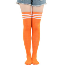 2 Pairs Classic Cotton Women's Thigh High Socks Over the Knee Boot Leg Warmers,Daily Wear,Orange