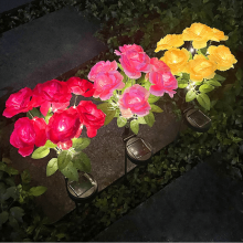 Solar Flower Lights 25", Waterproof LED Rose Garden Stake Lights, Auto ON/OFF, Compatible with Outdoor Lawn, Yard, Patio & Pathway