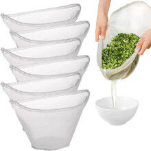 Upgraded Bowl-Shaped Soy Milk Bag, Reusable Nylon Nut Milk Strainer, Unbleached Cotton Cheesecloth, All-Purpose Food Strainer (6 pcs, M)