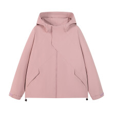 Stilfuld sports- og vindtæt taktisk jakke til mænd, løs udendørs vandretur med hætte og drop-shoulder-design, lyserød, størrelse L
