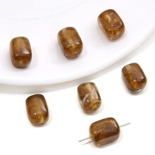 20 pieces perforated resin imitation stone amber brown dyed round beads scattered beads DIY handmade bead necklace bracelet material accessories