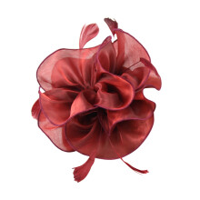 Women's Vintage Feather Fascinator Hair Clip – Bridal, Bachelorette & Tea Party Accessory – Handmade with Mesh – Compatible with Wine Theme