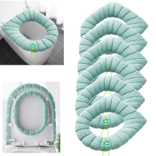 6PCS Washable Toilet Seat Covers, Soft Stretchable & Thick, Easy Install, Comfortable, Green – Compatible with Standard Toilets