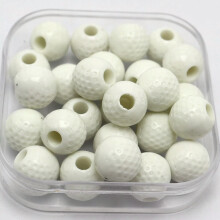 100 White Acrylic Sports Golf Pattern Round Beads 12mm Funny Kids Crafts