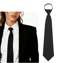 Black Tie Adjustable Pre-tied Necktie for Women 3.15 Inch