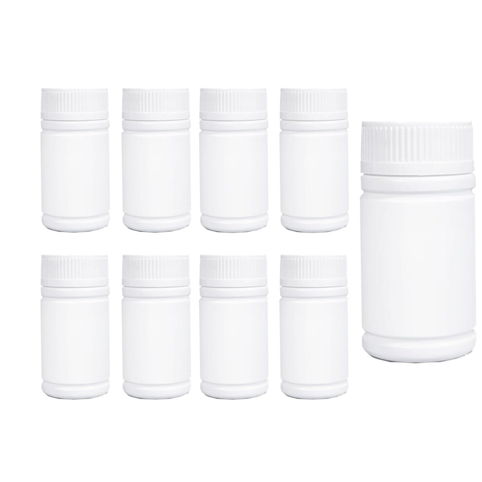 Set of 8 White Plastic Vials,5oz Empty Medicine Storage Containers,2x3.6x1.8In Reusable Bottles with Screw Cap for Pill Storage