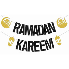 Ramadan Kareem Banner Ramadan Decorations for Home Umrah Mubarak Decorations Eid Festival Party Decorations Black