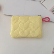 Quilted Coin Purse with Zipper Closure Portable Organizational Storage Bag for Makeup Travel Essentials