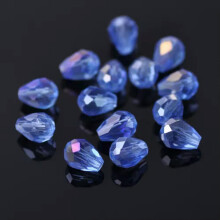50pcs 7x5mm Small Teardrop Faceted Crystal Glass Losse Beads Bulk Wholesale Lot-139# Light Blue AB