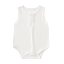 Body sem mangas para bebês meninos e meninas, em rayon de bambu, ideal para primavera/verão, na cor branca, tamanho 18-24 meses.