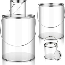 Paint Bucket Clear Plastic Storage Can with Metal Lid and