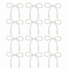 Conjunto de 12 enfeites de bolo com laço de pérolas brancas