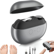 Cortaúñas eléctrico inteligente 3 en 1 para adultos mayores y bebés, con luz LED, carga USB y estuche de almacenamiento (negro)