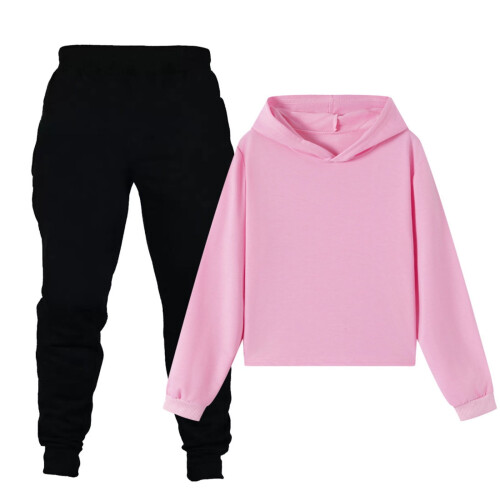 Παιδική φόρμα Pink2PC με κουκούλα και παντελόνι, συμβατή με ρούχα φθινοπώρου/χειμώνα