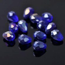 50pcs 7x5mm Small Teardrop Faceted Crystal Glass Losse Beads Bulk Wholesale Lot-162# Deep Blue AB