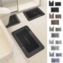 Set di 3 tappeti da bagno: assorbenti, lavabili, antiscivolo, a forma di U e rettangolari, morbidi e soffici – Adatti per casa e hotel.