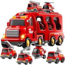 5-in-1 Feuerwehrauto-Spielset mit Licht und Sound – Geeignet für Kinder von 1-9 Jahren, Geburtstagsgeschenk für Kleinkinder