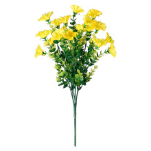 Vite mattutina in finta seta da 15" con foglie – Fiori artificiali da esterno per portico, patio, giardino, recinzione – Giallo, compatibile con