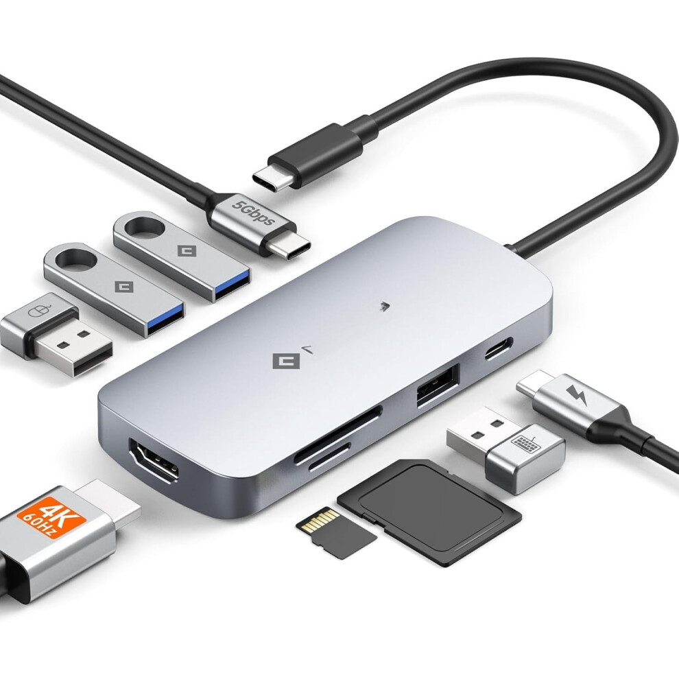 Usb-C Hub 4K@60Hz Hdmi 5 Usb 100W Pd Sd Tf 9122141560371