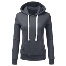 Dámská mikina s kapucí, minimalistický styl, stahovací šňůrka, japonská mikina s kapsami, módní ležérní, jednobarevný, šedý svetr, XS