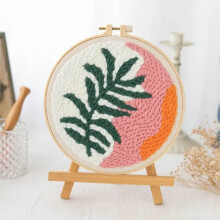 Punch Needle Embroidery Kit with Leaves Pattern for