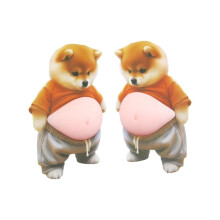2 stuks hondenbuikstickers, krasbestendige Corgi-stickers, 3D zachte buikknijpspeeltjes voor autodeur en koelkastdeur