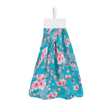 Cherry Blossom Hand Towels Set of 2, Blue Bathroom/Kitchen Towels with Hanging Loop, Dirt Resistant, Portable – Compatible with Hotels & Travel