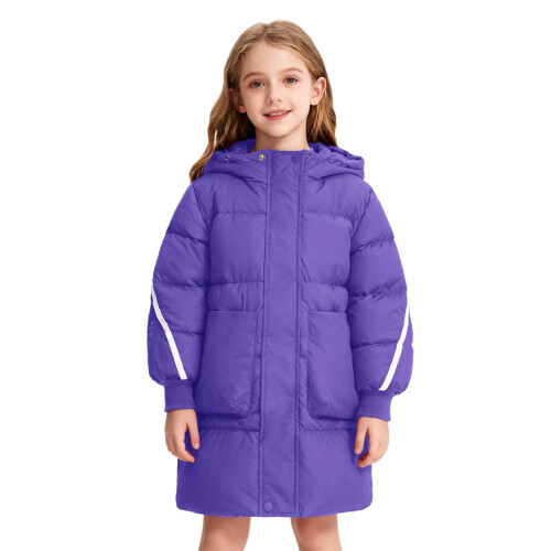 Children's Knee-Length Down Jacket Purple 120