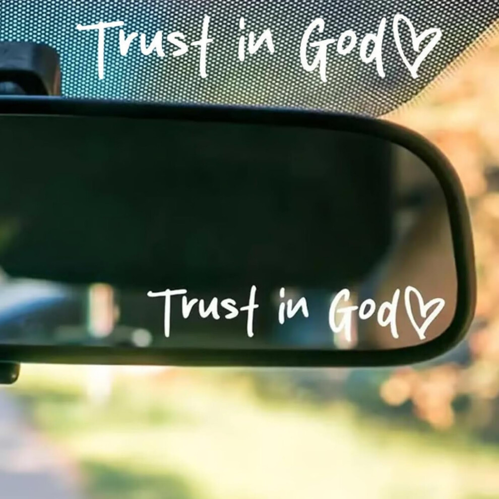 Trust In God Rear View Mirror Sticker, Christian Gift, Car Decal For Most Vehicles, Trucks, Motorcycles, Suv Â 2Pcs Pink/White 9479868513433