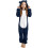 Bear Ear Plush-Lined Thickened One-Piece Pajama Set Navy 1