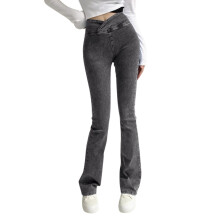 Damejeans med høy midje, stretch, skinny jeans – slim fit, flare og bootcut, svart, kompatibel med petite frames