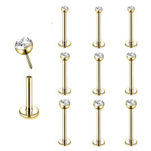 stk/sett 16G Push-in Labret Lip Studs Rings Threadless Monroe Medusa Piercing Cubic Zirconia Conch Helix Brusk Piercing Øredobber