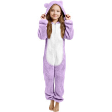 Bear Ear Plush-Lined Thickened One-Piece Pajama Set Hooded