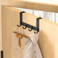 Over-the-Door Hooks with 6 Coat Hooks – Space-Saving Bathroom, Bedroom & Closet Organizer, Compatible with Standard Doors