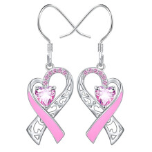 Love Heart Metal Earrings Silver Color Zircon Elegant Sweet Drop Earrings