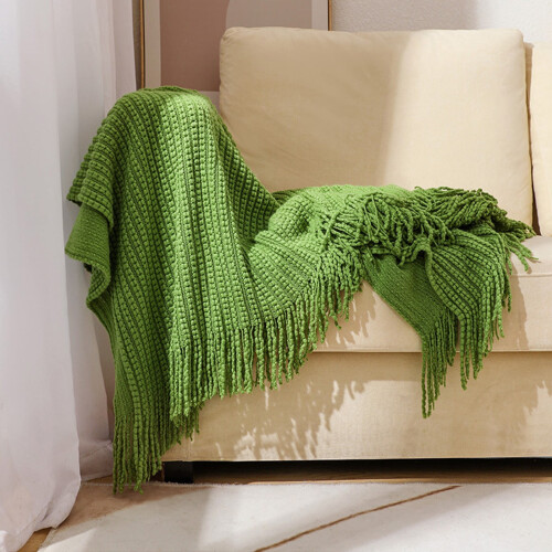 Knitted Throw Blanket with Fringe 5068 inch