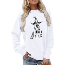 Dam Casual Sweatshirts Halloween Bokstav Tryckt Lös Passform Mångsidig Långärmad Bekväm Pullover Plus Size Grafisk Sweatshirt För Damer