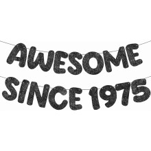 Glitter Happy 50th Birthday Banner – Pre-Strung, Funny Decor for Men & Women, Anniversary Party (Black)