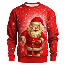 Men's Christmas Sweatshirt Santa Claus Printed Long Sleeve Crewneck Fashion Pullover For Holiday Soft Jumper Tops