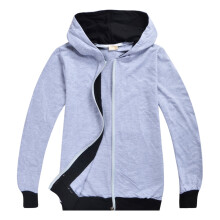 Casaco infantil AWZXDE de manga comprida com capuz e zíper, em blocos de cores, para outono/inverno, estilo casual e esportivo, na cor cinza,